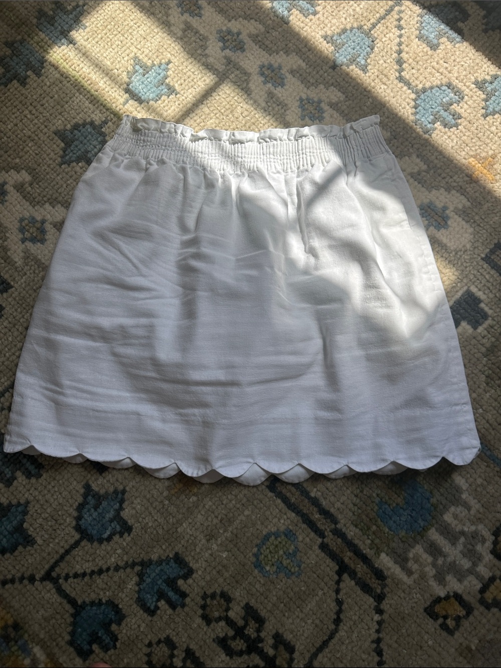 J CREW factory Scallop Hem White Cotton Blend Mini Skirt